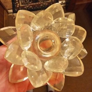 Vintage crystal lotus candleholder set